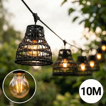 Complete Prikkabel / lichtsnoer met 10x lampenkappen, Nieuw, Ophalen of Verzenden, Netvoeding, Hanglamp