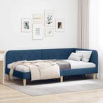 vidaXL Hoekbedframe Blauw 100 x 200 cm Stof, Verzenden, Nieuw, Blauw, Stof