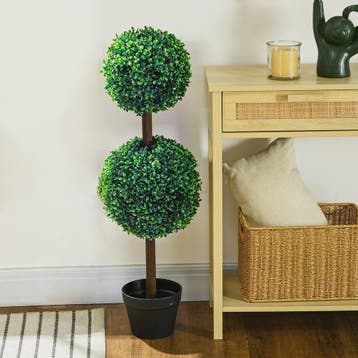 Set van 2 Kunstplanten Buxus Bolvorm 90cm Hoog - Realistisch, Huis en Inrichting, Verzenden, Nieuw