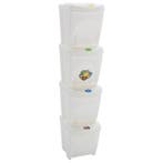 vidaXL Vuilnisbakken 4 st stapelbaar 100 L polypropeen wit, Huis en Inrichting, Woonaccessoires | Prullenbakken, Verzenden, Nieuw