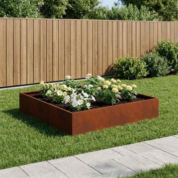 vidaXL Plantenbak Roestkleurig 100 x 100 x 20 cm weervast, Minder dan 30 cm, 100 cm of meer, Verzenden, Nieuw