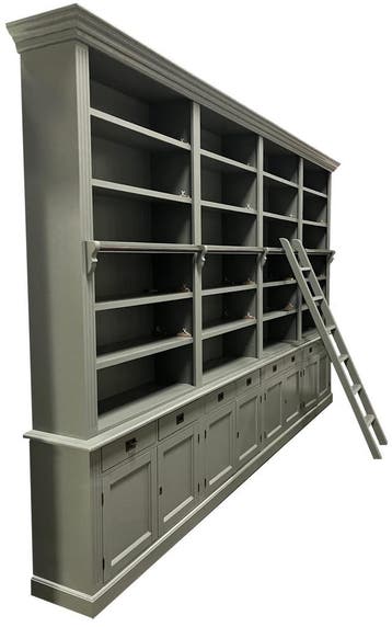 Boekenkast XXXL Engels groen met trap Reeuwijk 400 x 260cm, Huis en Inrichting, Kasten | Boekenkasten, Ophalen of Verzenden, Nieuw