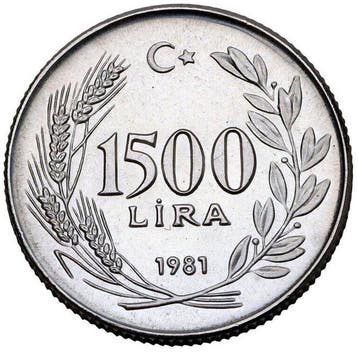 Turkije. 1500 Lira 1981 - MS67
