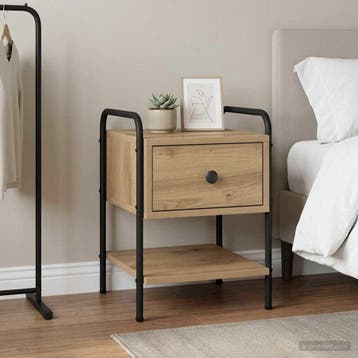 vidaXL Nachtkastje Artisanaal eiken Bewerkt hout, Huis en Inrichting, Slaapkamer | Nachtkastjes, Minder dan 45 cm, Verzenden, Nieuw