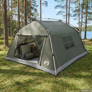 vidaXL Instant Tent Water-resistant 4-persoons Legergroen, Verzenden, Nieuw, Tot en met 2