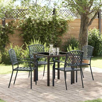 vidaXL Tuin eettafelset 5 pcs Antraciet Gepoedercoat staal, Verzenden, Nieuw, Rvs, 5 zitplaatsen