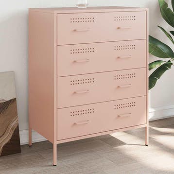 vidaXL Dressoir 68x39x89 cm staal roze, Verzenden, Nieuw, Metaal, Minder dan 50 cm