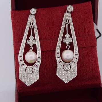 Oorbellen - 18 karaat Witgoud - 2.00ct. tw. Diamant, Sieraden, Tassen en Uiterlijk, Oorbellen, Nieuw