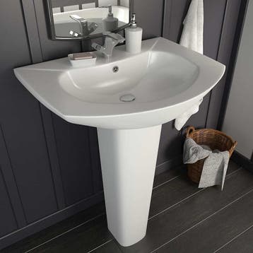 vidaXL Wastafel op voet vrijstaand 650x520x200 mm keramiek, Verzenden, Nieuw