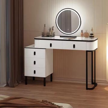 Kaptafel met LED Spiegel en Kruk – 5 Lades en Kast, Verzenden, Nieuw