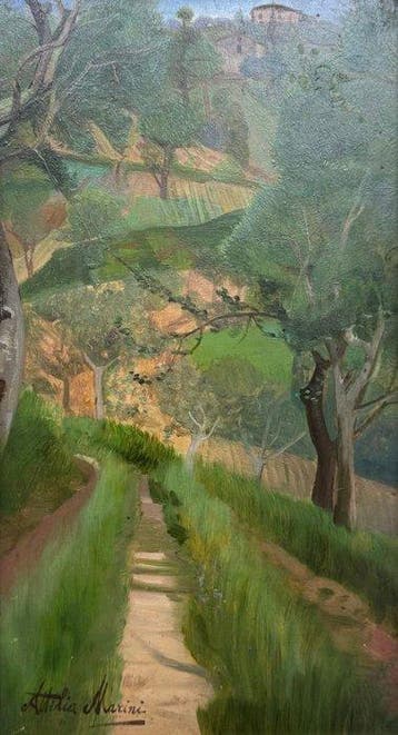 Attilia Marini (XIX-XX) - Paesaggio di campagna