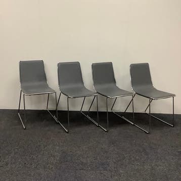 complete set van 4 stuks Johanson Speed stoelen, antraciet, Ophalen of Verzenden, Gebruikt, Leer
