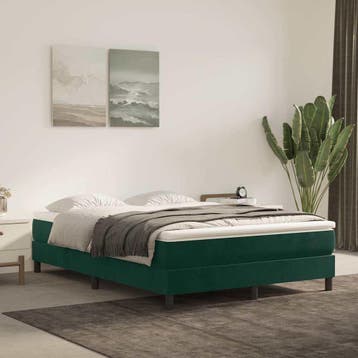 vidaXL Boxspring bed 140x200 cm fluweel donkergroen, Huis en Inrichting, Verzenden, 140 cm, 200 cm, Stof