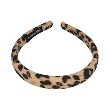 Haarband Diadeem 2cm – Zacht Gevuld – Panterprint Stof –, Nieuw
