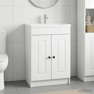 vidaXL Badkamer onder wastafel kast Hoogglans Wit 56 x 37,5, Verzenden, Nieuw