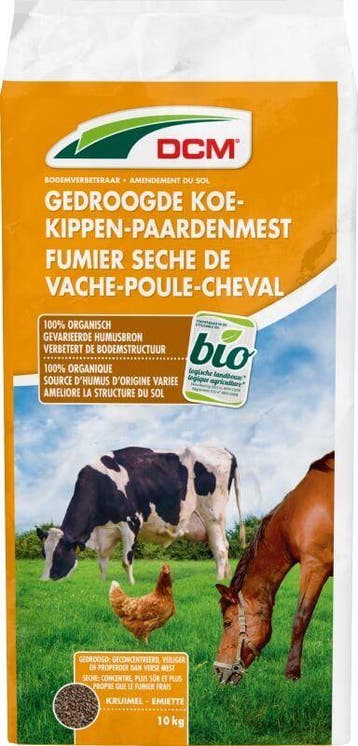 DCM Bio Gedroogde Koe-Kippen-Paardenmest 10kg, Ophalen of Verzenden