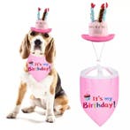 Soft pluche Happy Birthday hoed voor honden roze of blauw, Verzenden, Nieuw