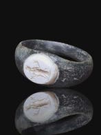 Oud-Romeins Stunning & Rare White Fortuna Intaglio Seal Ring