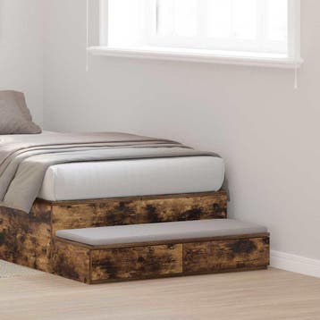 vidaXL Bedlades Gerookt eiken 90 x 36,5 x 16,5 cm Bewerkt, Verzenden, Nieuw, Hout, Minder dan 45 cm