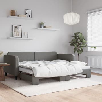 vidaXL Slaapbank met onderschuifbed 90x200 cm stof, 90 cm, Eenpersoons, Verzenden, Nieuw