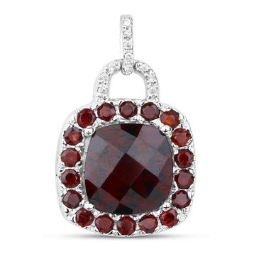 Hanger - 14 karaat Witgoud - 5.34ct. tw. Granaat - Diamant -
