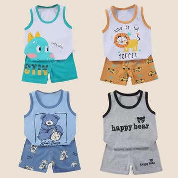 Zomer Set Kinderen: Katoenen Mouwloos Vest & Shorts met Leuk, Verzenden, Nieuw