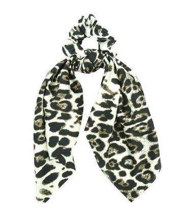 Haarelastiek Scrunchie – Panterprint – 25cm Linten – Gladde, Nieuw