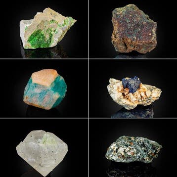 6 × mineraalmonsters - Pyromorphite Hessonite Clinochlore