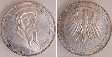 Duitsland Fehlpraegung 5 Dm Gutenberg 1968 G Schroetlungs..., Verzenden