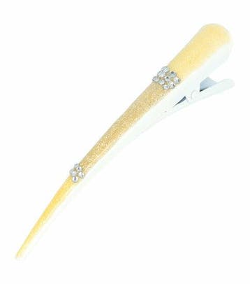 Haarspeld Duckklem 13cm – Basic – Glitter & Steentjes – Geel, Nieuw