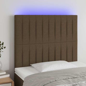vidaXL Hoofdbord LED 90x5x118/128 cm stof donkerbruin, Verzenden, Nieuw, Bruin, Stof