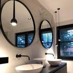 Badkamerspiegel Rond Martens Design Miami Mat Zwart RVS, Huis en Inrichting, Woonaccessoires | Spiegels, Ophalen of Verzenden