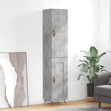 vidaXL buffetkast 34,5x34x180 cm bewerkt hout betongrijs, Huis en Inrichting, Kasten | Buffetkasten, Minder dan 50 cm, Verzenden