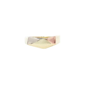 Tricolour gouden zegelring 14 karaat, Sieraden, Tassen en Uiterlijk, Ringen, Verzenden, Zo goed als nieuw, Goud
