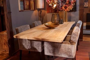 Eiken boomstamtafel Lucas - A-poot, Nieuw