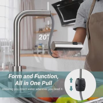 Grijze/Zilveren Uittrekbare Keukenkraan met Flexibele Douche, Verzenden, Nieuw