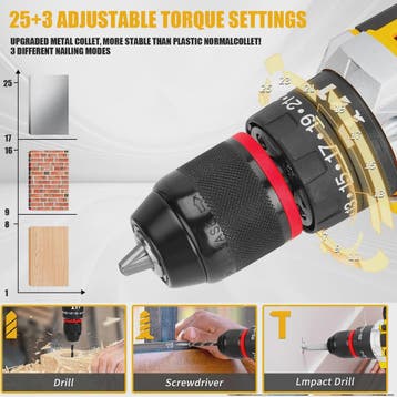 21V Accuboormachine met Klopfunctie & 120-delige Accessoires, Verzenden, Nieuw