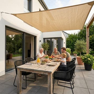 Schaduwdoek polyester beige 4x4m, Verzenden, Nieuw
