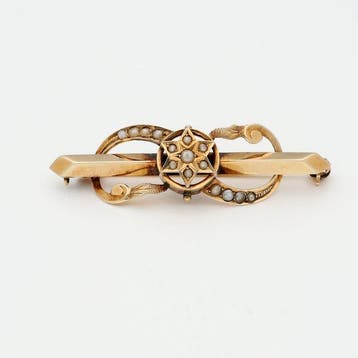 Broche - 14 karaat Geel goud Parel