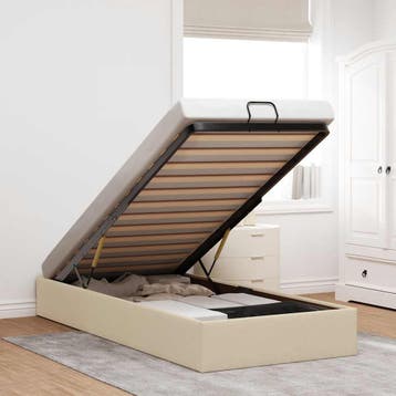 vidaXL Bedframe zonder matras 80x200 cm stof crèmekleurig, Eenpersoons, Verzenden, Nieuw, 80 cm