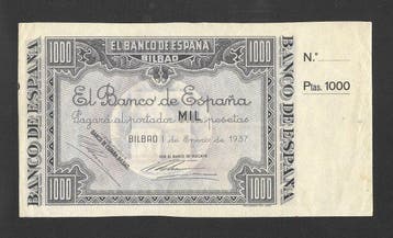 Spanje. - 1000 Pesetas - 1937 - Banco de España, Bilbao -