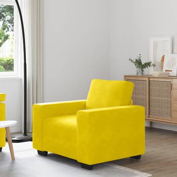 vidaXL Sofastoel Geel 100x77x82 cm Fluweel, Verzenden, Nieuw, Stof, Minder dan 150 cm