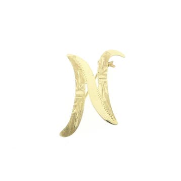 Gouden letter broche; letter N, Ophalen of Verzenden, Gebruikt, Goud, Goud