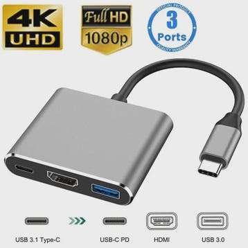 USB-C Hub 3-in-1 Docking Station met 4K HDMI, PD Fast Charge, Verzenden, Nieuw