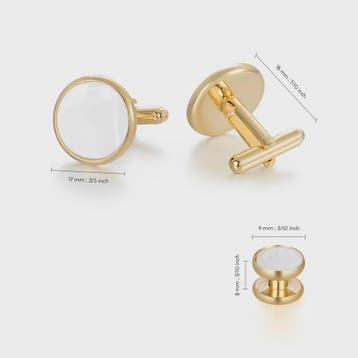 Set Manchetknopen en Studs Wit met Goudkleurig Randje - Stij, Kleding | Heren, Verzenden, Nieuw