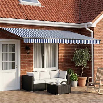 vidaXL Uitschuifbare luifel Blauw en Wit 4 x 2 m, Verzenden, Nieuw