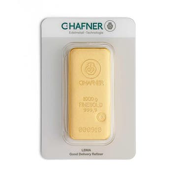 1 kilo gegoten goudbaar C. Hafner met certificaat LBMA, Verzenden, Goud