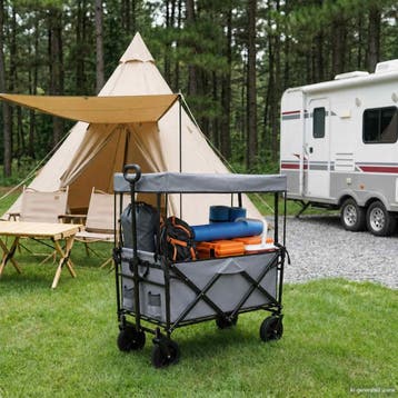 vidaXL Vouwbare winkelwagentje met remmen Grijs 105 x 56,5 x, Verzenden, Nieuw
