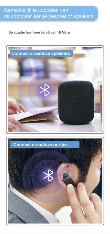 2 in 1 USB Bluetooth 5.0 Zender en Ontvanger - Bereik tot 15, Audio, Tv en Foto, Ophalen of Verzenden, Zo goed als nieuw