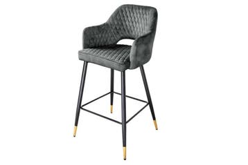 Design barkruk PARIS groen fluweel met decoratieve quilting, Ophalen of Verzenden, Nieuw